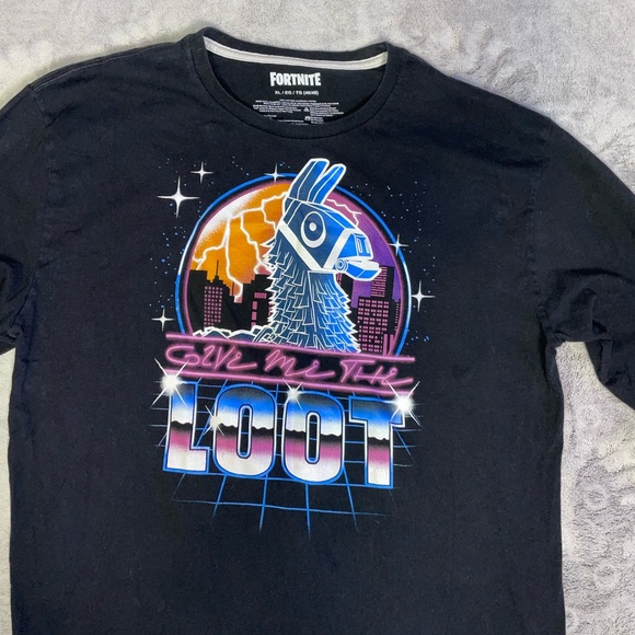 FORTNITE Give Me The Loot T Shirt Men's X-Large (46-48) Llama Graphic Black - Picture 4 of 10
